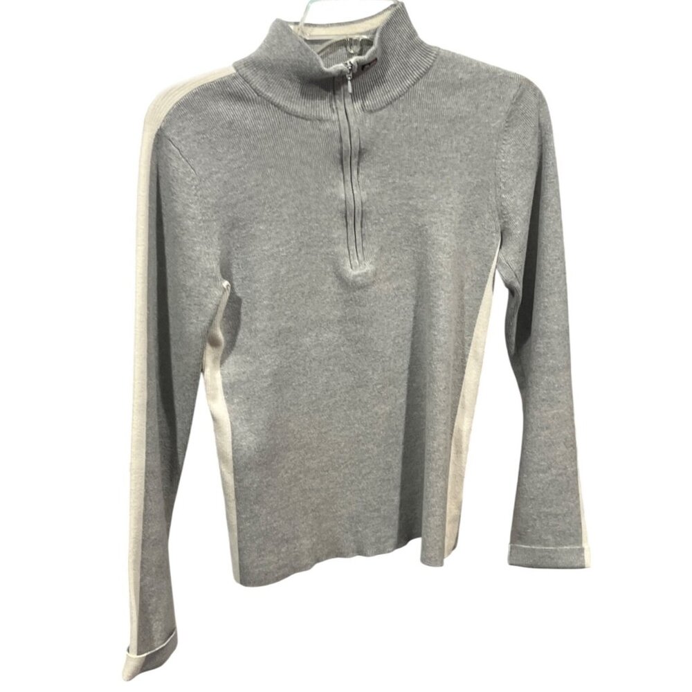 Polo Jeans Co. RL67 Gray Ribbed Half-Zip Cotton Sweater Womens Medium 21e